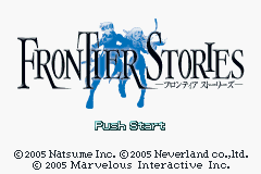 Frontier Stories title screen for GameBoy Advance